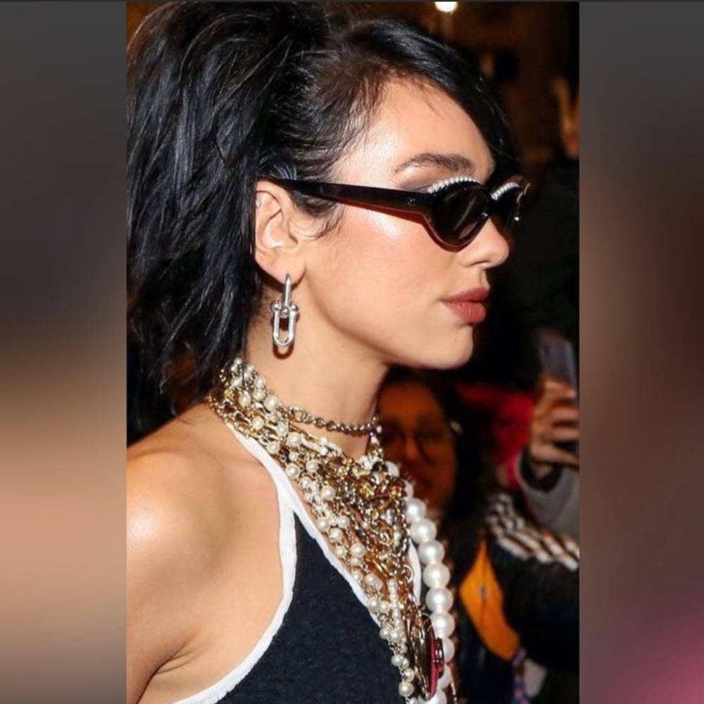 CHANEL Black Oval/ Cat Cruise W/ Pearls Worn by Dua Lipa at the Met. RARE! New!